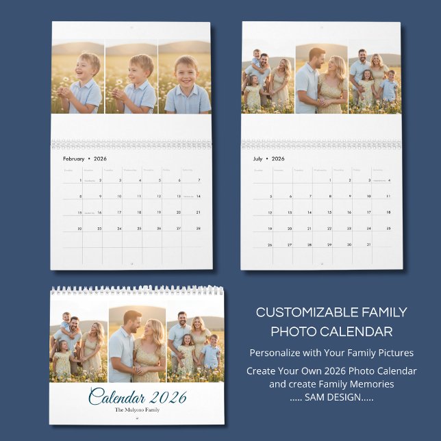 Personalized Elegant Family Memories Wall Calendar Kalender (Von Creator hochgeladen)