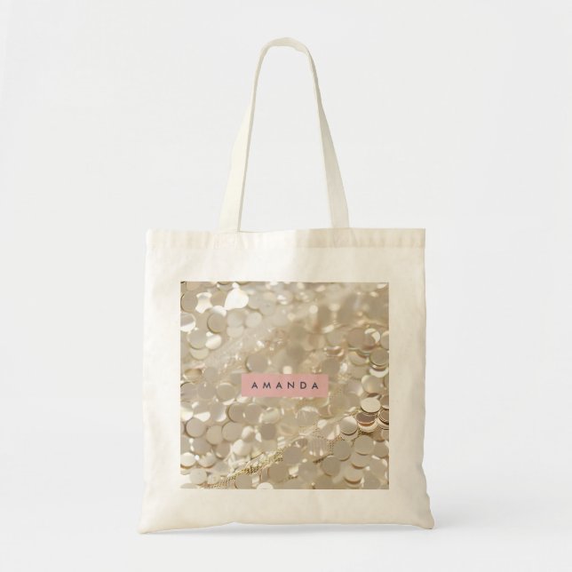 Personalized Elegant Gold Sequin Glam Tragetasche (Vorne)