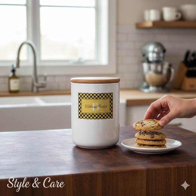 Personalized Elegant Monogram Food Label Sticker Lebensmitteletikett (Personalized Elegant Monogram Food Label Sticker)