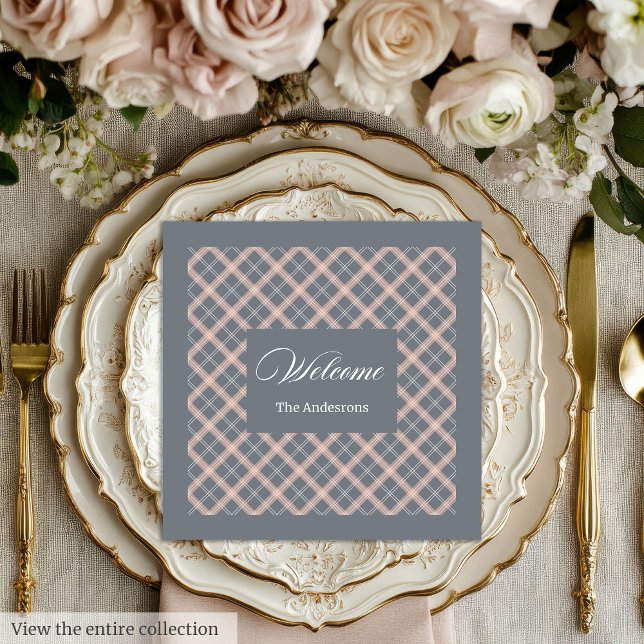 Personalized Elegant Napkins Coral Grey Aesthetic Serviette (Personalized Elegant Napkins Coral Grey Aesthetic)