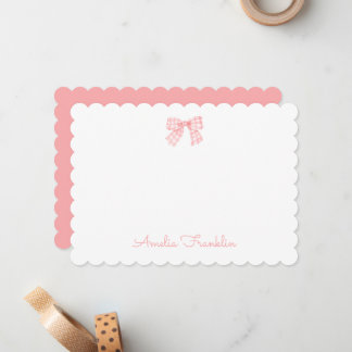 Personalized Elegant Pink Watercolor Bow  Mitteilungskarte