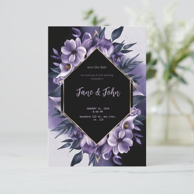 [Personalized] Elegant Purple Wedding Invitation (Debout devant)