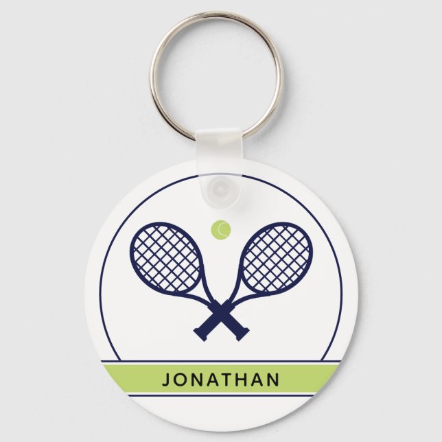 Personalized Elegant Tennis Racket and Ball Cute Schlüsselanhänger (Vorderseite)