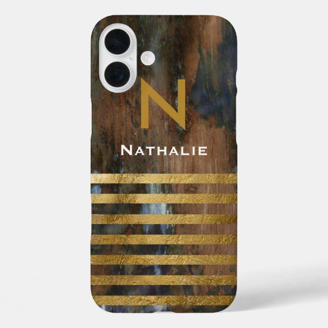 personalized elegant und chic stylish monogram iPhone 16 plus hülle (Rückseite)