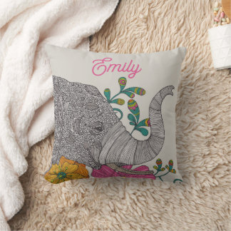 Personalized Elephant Name Throw Pillow Kissen