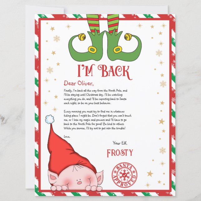 Personalized Elf Return Letter from North Pole (Vorderseite)