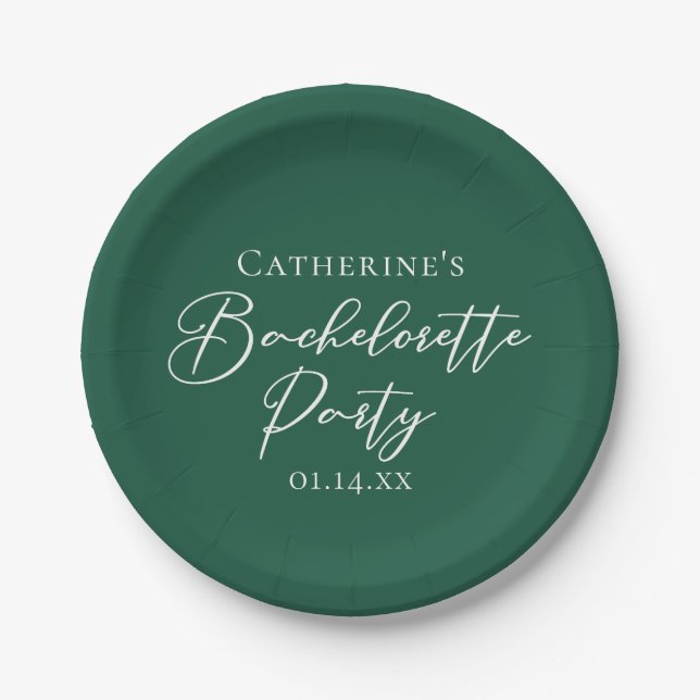 Personalized Emerald Green Bachelorette Party Pappteller (Vorderseite)