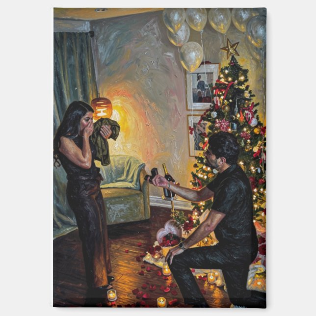 Personalized Engagement Paintings Magnet (Vorderseite)