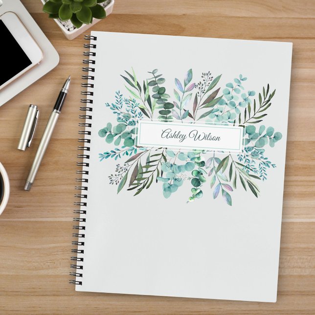 Personalized Eucalyptus Greenery Leaves Notebook Notizbuch (Von Creator hochgeladen)