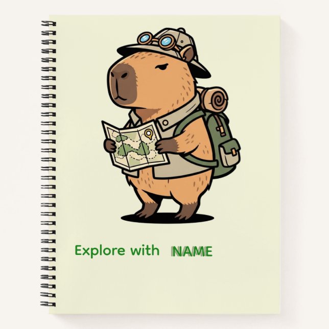 Personalized Explorer Capybara Notebook Notizbuch (Vorderseite)