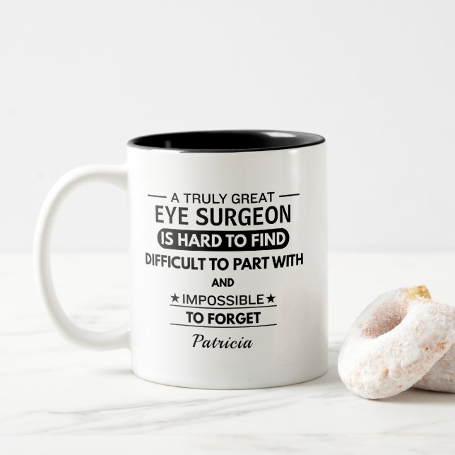 Personalized Eye Surgeon Appreciation Zweifarbige Tasse (Mit Donut)