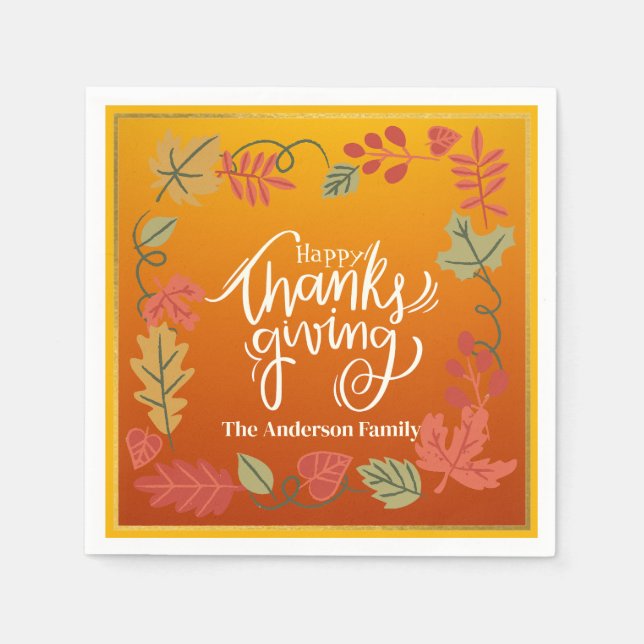 Personalized Fall Party Table Decor Thanksgiving Serviette (Vorderseite)