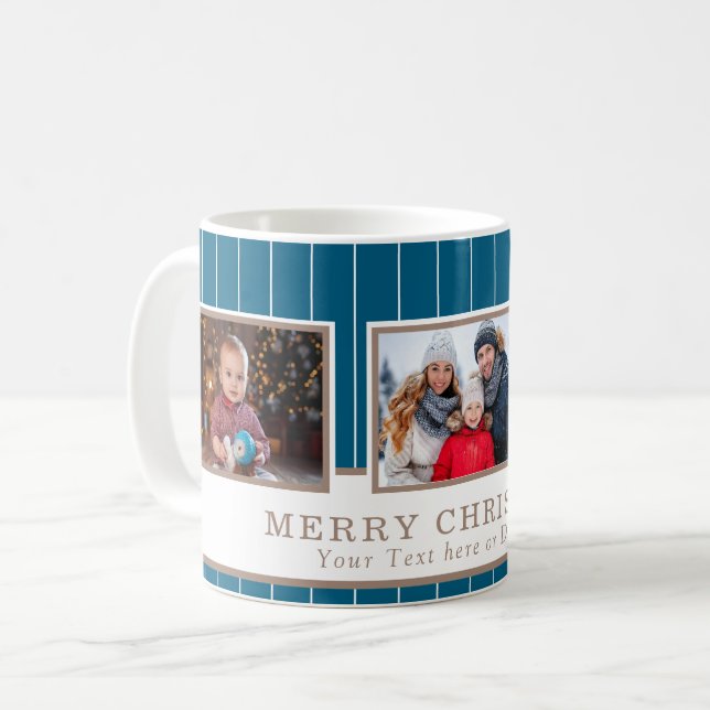 Personalized Family 3 Photo Collage Christmas  Kaffeetasse (Vorderseite Links)