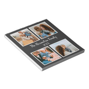 Personalized family 4 photo collage template notizblock