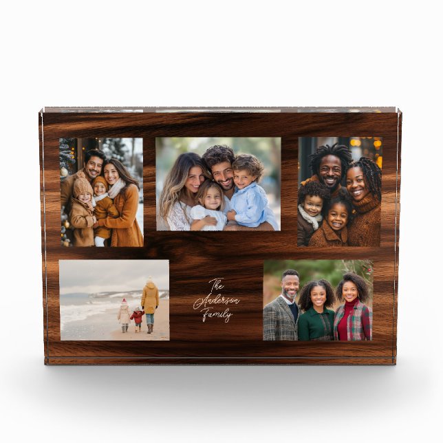 Personalized Family 5 Photo Collage Fotoblock (Vorderseite)