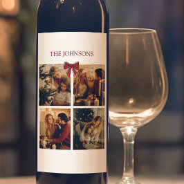 Personalized Family Christmas Photos Wine Label Weinetikett