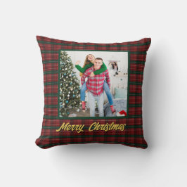 Personalized Family Christmas Stylish Photo Kissen