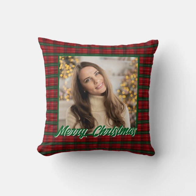 Personalized Family Christmas Stylish Photo Kissen (Vorderseite)