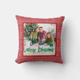 Personalized Family Christmas Stylish Photo Kissen