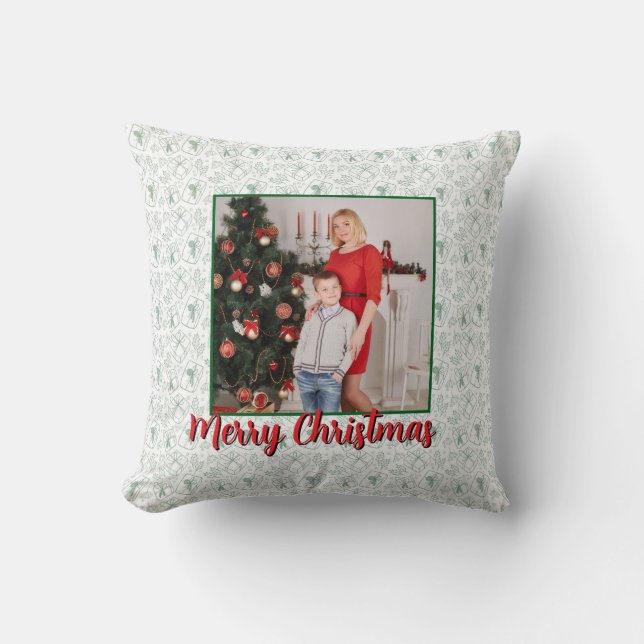 Personalized Family Christmas Stylish Photo Kissen (Vorderseite)
