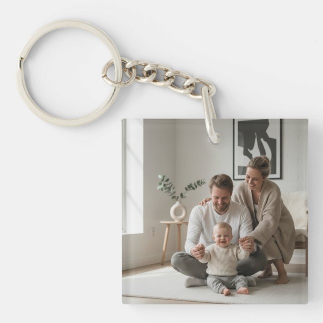 Personalized Family Double Sided Two Photo Keychai Schlüsselanhänger (Vorderseite)