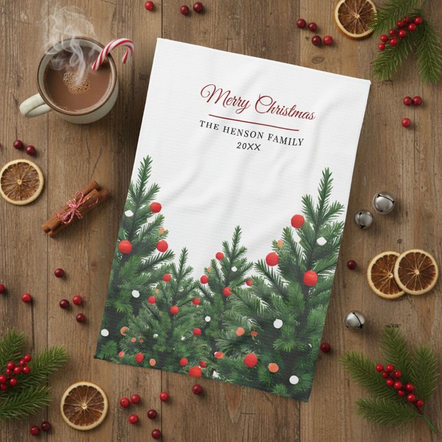 Personalized Family Name Christmas Tree Geschirrtuch (Von Creator hochgeladen)