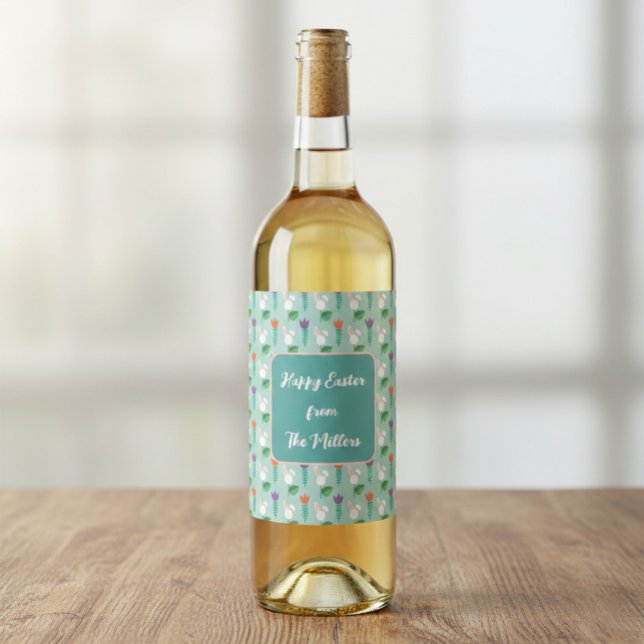 Personalized Family Name Easter Wine Label Weinetikett (Von Creator hochgeladen)