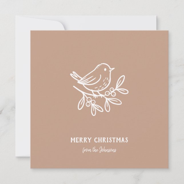 Personalized Family Name Merry Christmas Robin Karte (Vorderseite)