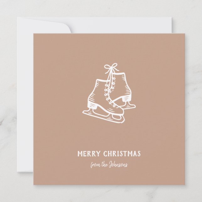Personalized Family Name Merry Christmas Skates Karte (Vorderseite)