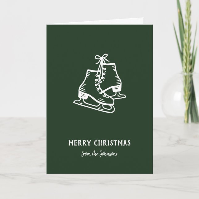 Personalized Family Name Merry Christmas Skates Karte (Vorderseite)