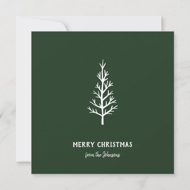 Personalized Family Name Merry Christmas Tree Karte (Vorderseite)
