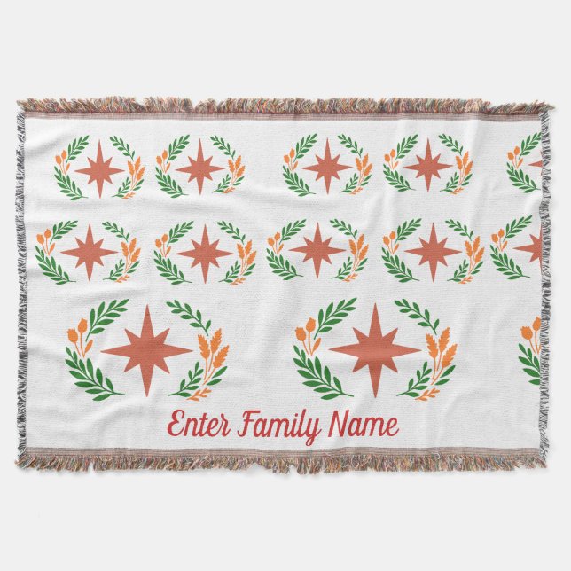 Personalized Family Name Rustic Boho Star Wreath Decke (Vorderseite)