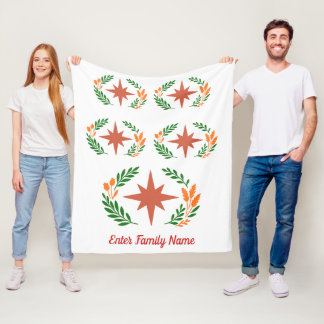 Personalized Family Name Rustic Boho Star Wreath Fleecedecke