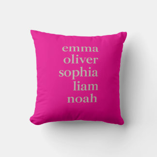 Personalized Family Names Minimal Throw Pillow | M Kissen