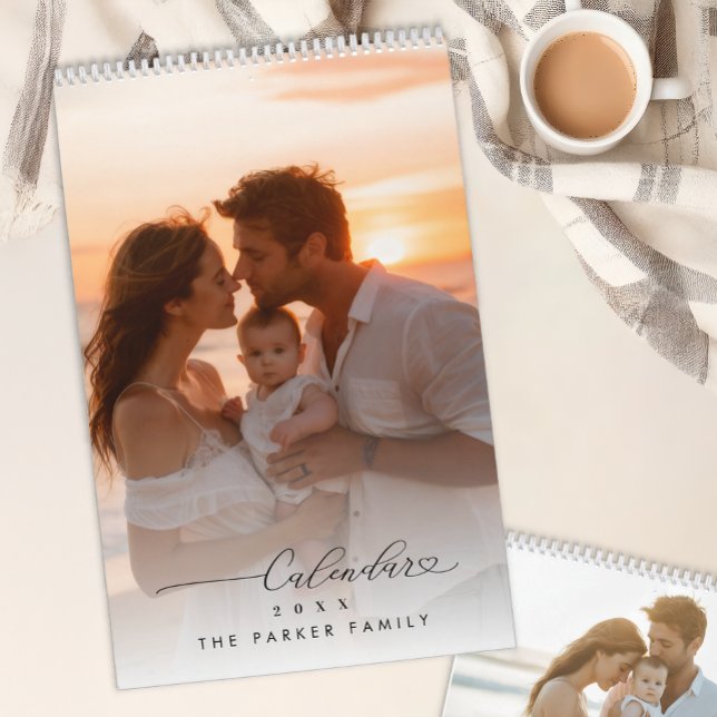 Personalized Family Photo Calendar Minimal Script Kalender (Personalized Family Photo Calendar Minimal Script)