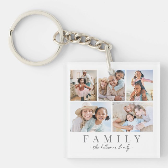 Personalized Family Photo Collage Schlüsselanhänger (Vorderseite)