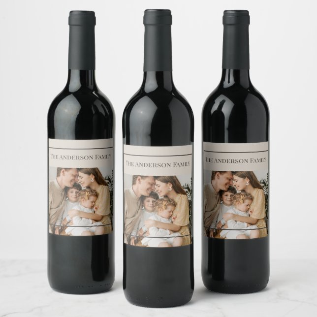 Personalized Family Photo | Custom Family Name  Weinetikett (Flaschen)