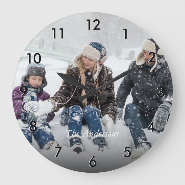 Personalized Family Photo Große Wanduhr (Vorderseite)