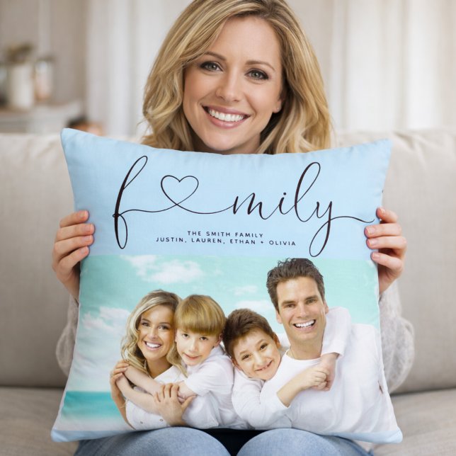 Personalized Family Photo Pillow Custom Name Kissen (Von Creator hochgeladen)