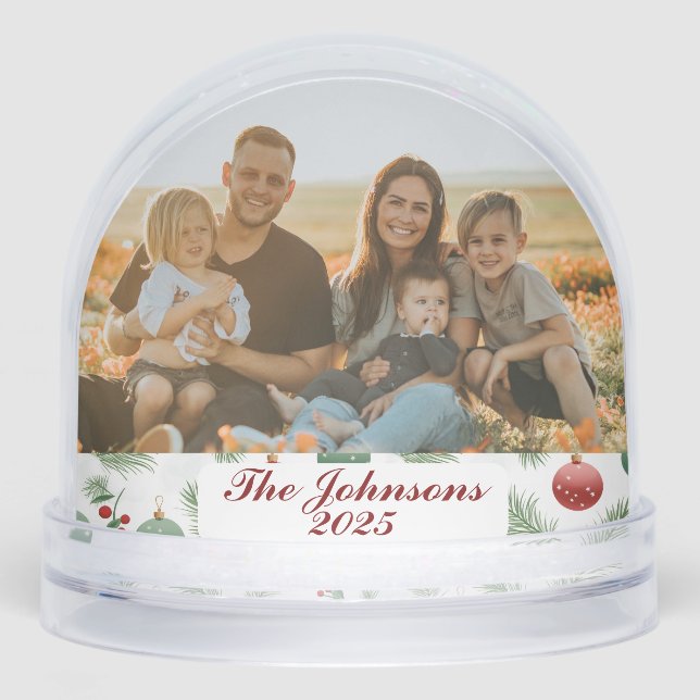 Personalized Family Photo Snow Globe Custom Name Schneekugeln (Vorderseite)