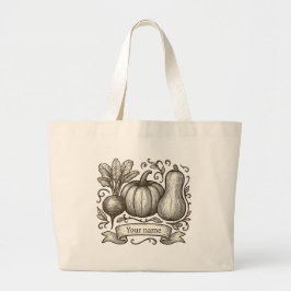 Personalized Farmhouse Autumn Vegetables Drawing Jumbo Stoffbeutel