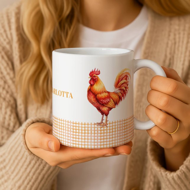 Personalized Farmhouse Rooster Name Mug (Créateur téléchargé)