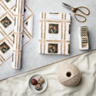 Personalized Faux Gold Frame Rustic Elegant Geschenkpapier