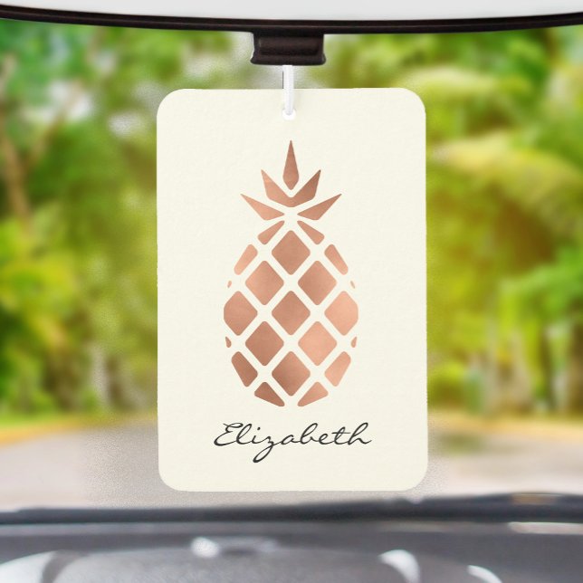 Personalized faux rose gold foil pineapple autolufterfrischer (Von Creator hochgeladen)