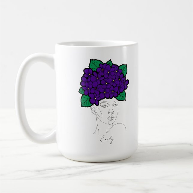 Personalized February Birth Flower Crown Art Kaffeetasse (Links)