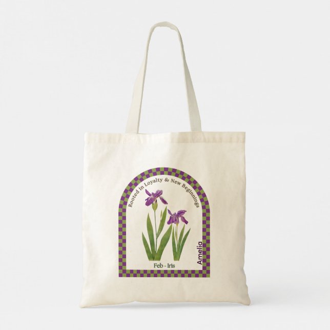 Personalized February Birth Month Flower Tote Bag (Dos)