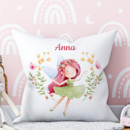 Personalized Feminine Fairy Girl Throw Pillow Kissen