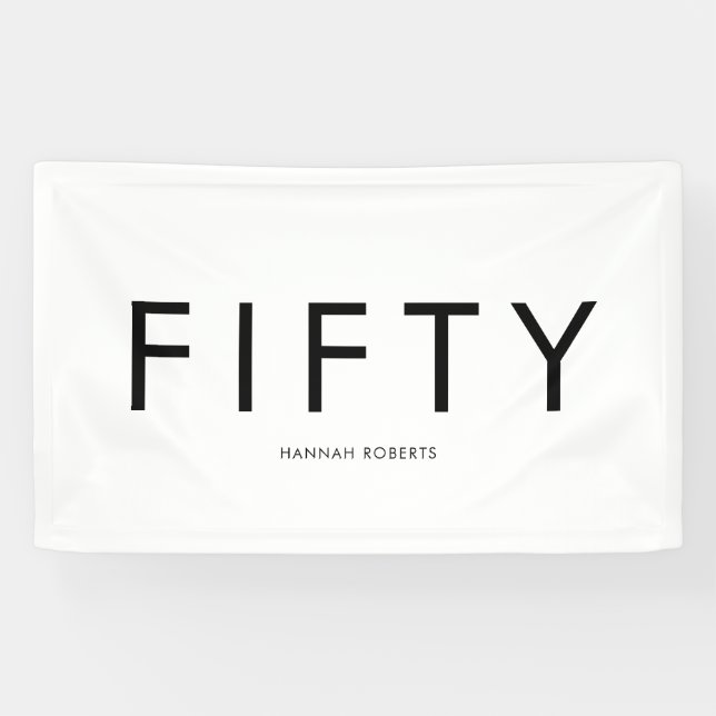 Personalized Fifty Bold 50th Birthday Party Banner (Horizontal)
