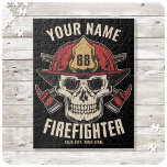 Personalized Firefighter Skull Fireman Fire Dept<br><div class="desc">Personalisierter Feuerwehrmann Feuerwehr-Feuerwehr-Design - Skelett mit Rotem Helm und zwei Achsen. Passen Sie Ihre Name,  Station/Dept-Nummer und Position an.</div>