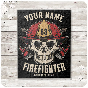 Personalized Firefighter Skull Fireman Fire Dept
